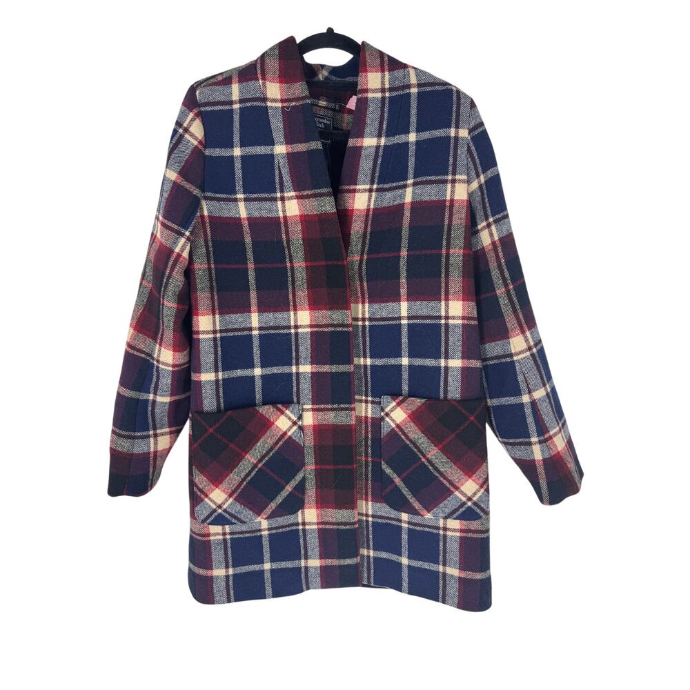 NWT Abercrombie & Fitch Blue & Red Plaid Blazer Coat